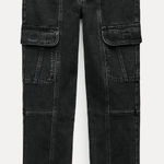 ZARA NWOT  ZW MID RISE SLIM CARGO JEANS, Size 6 Photo 0