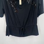 Kenar  Top Size Large Black Sequins Holiday Casual Cocktail Stretch Blouse NWT Photo 7