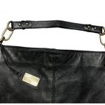 Badgley Mischka black pebbled leather hobo purse chain strap gold hardware Photo 2