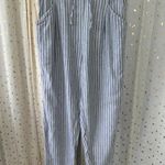 American Eagle Paper Bag Drawstring Linen Blend Striped Cuff Beach Pants S Photo 1
