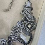 Boutique Oxidized Silver Statement Necklace with Smokey Grey Crystal Stones Photo 4