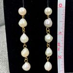 Natural Freshwater Pearl Stud Earrings w/ Quadruple Baroque Drop Gold Photo 4