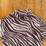 Zebra print mesh long sleeve mock neck shirt White Photo 1