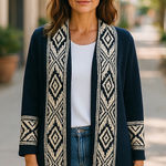 Ralph Lauren Women’s Polo  Western Preppy Long Open Cardigan Navy Beige Medium Photo 0