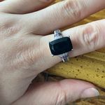 Natural Black Jade Pink Sapphire Sterling Silver Ring Size 8 Photo 3