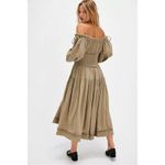 Free People  Bohemian Witchy Gypsy Maxi Gauze Dress Olive Renaissance Medium Photo 0