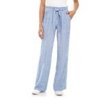 Jolt Paper Bag Linen Blend Blue White Striped Casual Pant’s Size Medium Photo 2
