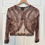 Pisarro Nights‎ Beaded Bolero Shrug Evening Jacket Size 12 NWT Mother of Bride Brown Photo 2