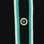 St. John  Collection Black Teal Off-White Santana Knit Longline Jacket 8 Photo 2