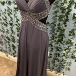 Adrianna Papell Lavender Grey Floor Length Gown Photo 8