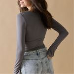 Francesca's Francesca’s Gray Deedee V Neck Bodysuit M Photo 1