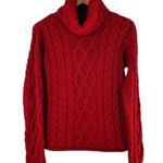 Inis Crafts Marled Red 100% Merino Wool Cable Knit Sweater Size Small Photo 0