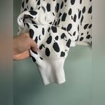 Champion  Reverse Weave Dalmatian Black White Print Cropped Sweatshirt Small Photo 4