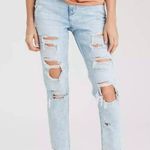 American Eagle stretch light wash ripped mom jeans Photo 4