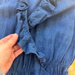 Boden USA Boden Nancy Linen Midi Dress Ruffle Wrap Tie Waist Blue Size 8 Sleeveless Photo 4
