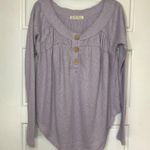 Free People  We The Free Must Have Henley Top Womens XS Waffle Knit Thermal Lilac Photo 4