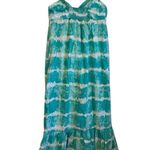 Faded Glory  Sleeveless Teal White Tie Dye Boho Hippie Summer Maxi Dress large Photo 1