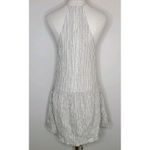 Amanda Uprichard Metallic Amy Halter Dress Valencia Linen Blend Size L Photo 4