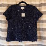 cupio  Blue Sequin Top Size‎ Medium Photo 0