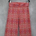 Helen Jon Red Floral Stretch Boho Wide Leg Trouser Paisley Pants S Small Photo 3