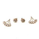 Jacket Earrings w/ Cuff Rose Gold Tone & Crystals White Photo 2