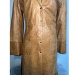 wilson's leather  Duster Caramel Tan Trench Eyelet 70s Pearl Snaps Coat Photo 1