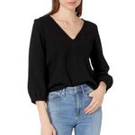 Madewell  Black V-Neck Cotton Top Photo 0