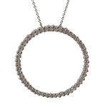 14K 14KT White Gold Round Diamond Pendant Necklace Eternity Circle of Life Photo 0