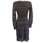 Alice + Olivia Size S Dorie Grey Marled Midi Sweater Dress Wool Cashmere Fringe Photo 1