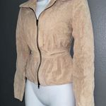 Arden B Designer Leather Bomber Vintage Jacket Tan Beige Coat Womens size Small Photo 0