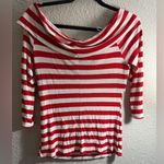 Belle Sky  Red and White Striped Off-Shoulder Blouse Photo 7