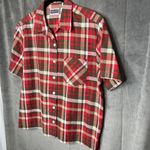Erica &‎ Co Plaid Shirt Medium Short Sleeve Button Up Casual Red Cotton Photo 1