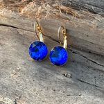 Handcrafted earrings with sparkly crystal Blue Photo 3