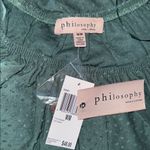 Philosophy Womens Size M Green Swiss Dot Puffed Sleeve Blouse Bohemian Photo 4