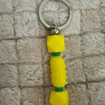 Handmade Screaming Pickle Yellow Beaded Keychain Silver Tone Purse Backpack Charm Photo 2