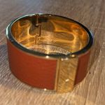 Parker Daniel’s bracket Orange Leather Bangle hinge gold toned Photo 1
