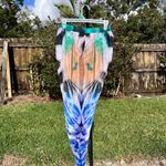 Manish Vaid Designer Beaded Crystal Printed Luxury Resort Harem Pants Size S Blue Photo 1