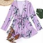 Zaful Tie Front Floral Romper Photo 0