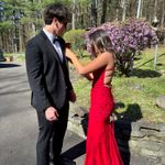 Flowy Red Prom Dress Size 4 Photo 3