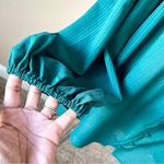 Time And Tru  | Emerald Green Pinstriped Balloon Sleeve Button Down Blouse Sz 2XL Photo 5