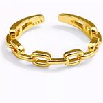 Boutique Unisex Cuban Chain 14k Yellow Gold-Plated Ring Adjustable Band Size Small Photo 1