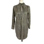 Sabina Musayev Agatha Metallic Gold Long Sleeve Mini Dress Neck Tie Size XXS Photo 1