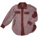 Free People  Ruby Jacket Pink Burgundy Fleece Shacket Sz Small Oversized Boho Photo 10