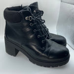 Cushionare Cushionaire Remy Black Lace-Up Lug Sole Chunky Heel Boots Size‎ 9.5M combat punk Photo 0