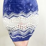 La Blanca  Blue White Tie Dye Embroidered Crochet Lace Mini Dress/Swim Cover Up S Photo 9