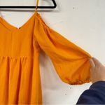 Moulinette Soeurs  Marigold Orange Cold Shoulder Puff Sleeve Knee Length Dress S Photo 6