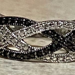 Sterling Silver Marcasite & Diamond Ring Black White | Size 7.5 Photo 0