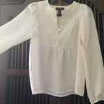Context Petite Silk Blouse PS Pearl Ivory w Blush Sheen Embroidered Top White Size 4P Photo 0