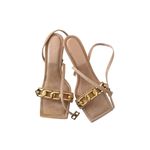 Good American  Beige Chain Strap Sandals Heels Size 7 NEW NWOB Photo 2