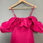 Forever 21 Off The Shoulder Dress Pink Ruffle Sleeve Large Mini Barbie Costume Photo 2